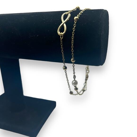 Macy's AND NOW THIS Two-Row Charm Anklet in Gold-Plate Infinity Beaded - Picture 8 of 10